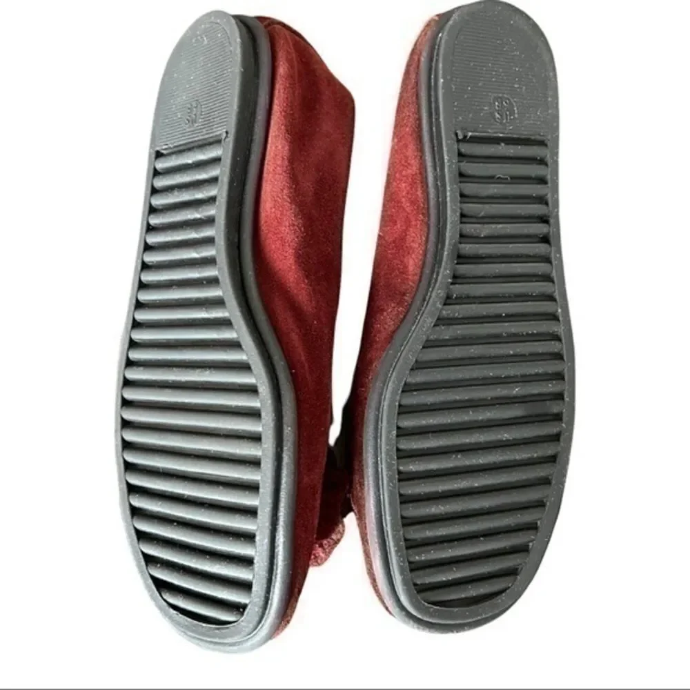 Dexter Red Leather Suede Flats Slip On Round Toe Comfort Shoes Women Size 6
